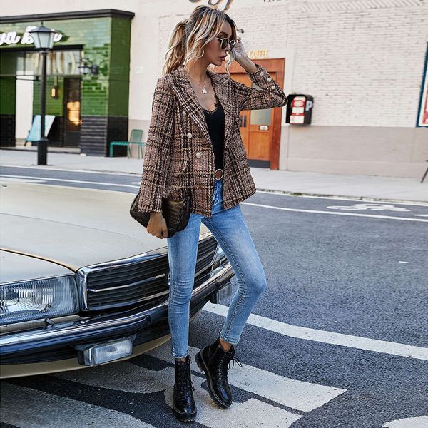 women's jackets coats autumn and winter 2021 fashion row double button printed jacket long sleeve suit pocket jr9074 b6nc, Black;brown
women's jackets coats autumn and winter 2021 fashion row double button printed jacket long sleeve suit pocket jr9074 b6nc, Black;brown
