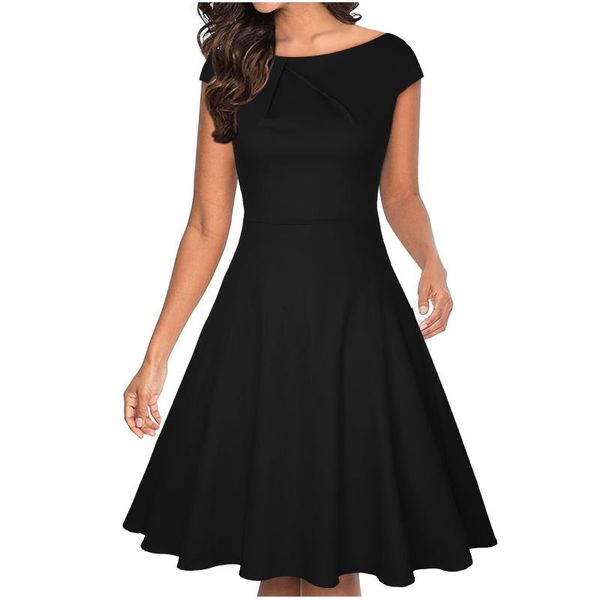 casual dresses elegant a-line party dress women short sleeve wedding guest swing cocktail solid color vintage vestidos 40#, Black;gray
casual dresses elegant a-line party dress women short sleeve wedding guest swing cocktail solid color vintage vestidos 40#, Black;gray