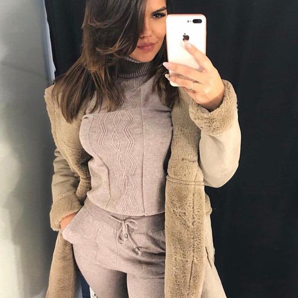christmas knitted tracksuit turtleneck sweatshirts women suit clothing 2 piece set knit pant female sporting women's two pants, White
christmas knitted tracksuit turtleneck sweatshirts women suit clothing 2 piece set knit pant female sporting women's two pants, White
