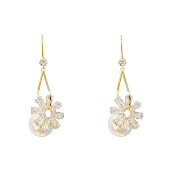 dangle & chandelier design unique pearl earrings for women 14k gold plated jewelry zircon flower, Silver
dangle & chandelier design unique pearl earrings for women 14k gold plated jewelry zircon flower, Silver