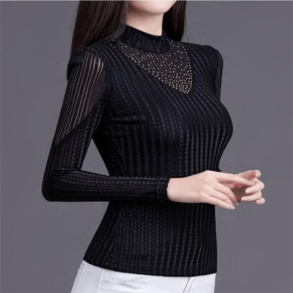 women's t-shirt diamond mesh tshirt for women half high collar pullover long sleeve lace bottoming jumper autumn tees female sexy, White
women's t-shirt diamond mesh tshirt for women half high collar pullover long sleeve lace bottoming jumper autumn tees female sexy, White