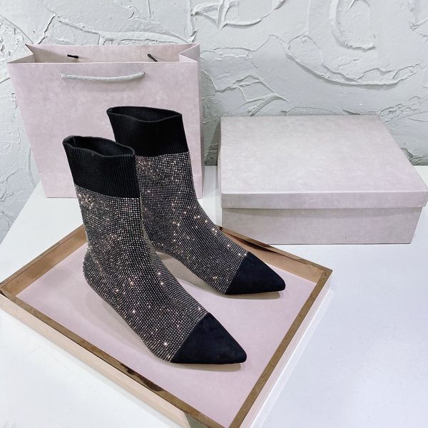 winter drill knitted elastic high heel boots pointed design leather outsole material good quality size 35-40, Black
winter drill knitted elastic high heel boots pointed design leather outsole material good quality size 35-40, Black