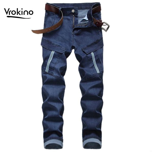 autumn and winter style jeans men's fashion stretch multi-pocket youth length denim slim pants, Blue
autumn and winter style jeans men's fashion stretch multi-pocket youth length denim slim pants, Blue