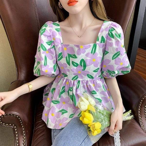 women's blouses & shirts square collar chiffon floral women blouse summer 2021 puff sleeved slim elegant office lady pulls, White
women's blouses & shirts square collar chiffon floral women blouse summer 2021 puff sleeved slim elegant office lady pulls, White
