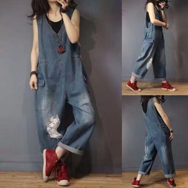 women's jumpsuits & rompers lady loose distressed denim jumpsuit women summer 2021 personality womens ripped casual, Black;white
women's jumpsuits & rompers lady loose distressed denim jumpsuit women summer 2021 personality womens ripped casual, Black;white