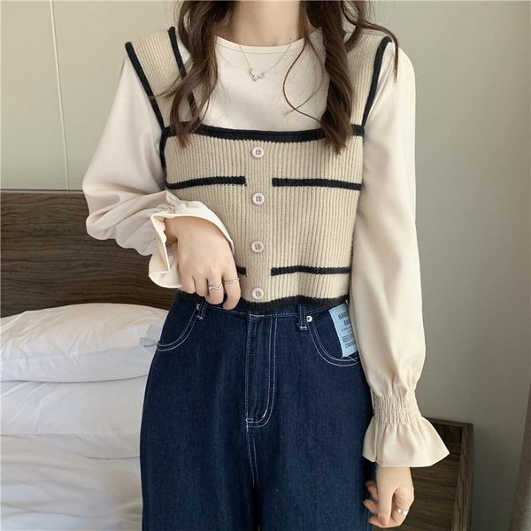 women's vests korean chic fresh contrast color striped knit waistcoat button decoration loose cropped sweater vest 2021 autumn all-matc, Black;white
women's vests korean chic fresh contrast color striped knit waistcoat button decoration loose cropped sweater vest 2021 autumn all-matc, Black;white