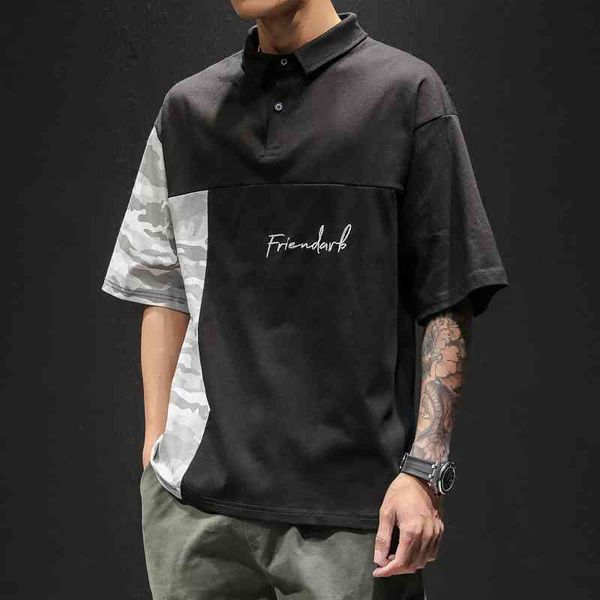 hong kong fashion summer camouflage stitching short sleeve polo men's lapel casual loose large embroidered t-shirt, White;black
hong kong fashion summer camouflage stitching short sleeve polo men's lapel casual loose large embroidered t-shirt, White;black