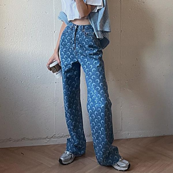 women's jeans women 's korean -style straight spring full-printed moon high waist wide-leg leg-showing crescent pattern trousers, Blue
women's jeans women 's korean -style straight spring full-printed moon high waist wide-leg leg-showing crescent pattern trousers, Blue