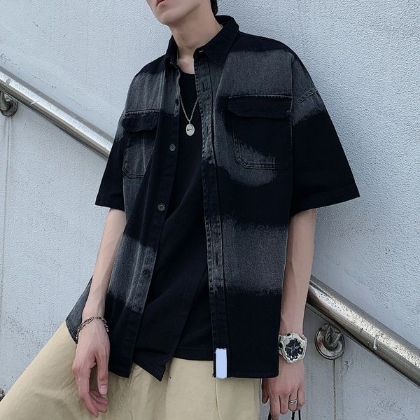 men's casual shirts ebaihui summer tie-dye hong kong style short sleeve men korean version five-sleeve loose for students campus j, White;black
men's casual shirts ebaihui summer tie-dye hong kong style short sleeve men korean version five-sleeve loose for students campus j, White;black