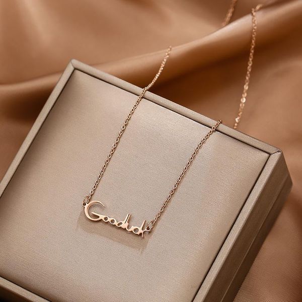 chains titanium steel necklace female letters goodluck good luck pendant rose gold non-fading clavicle chain simple accessories, Silver
chains titanium steel necklace female letters goodluck good luck pendant rose gold non-fading clavicle chain simple accessories, Silver