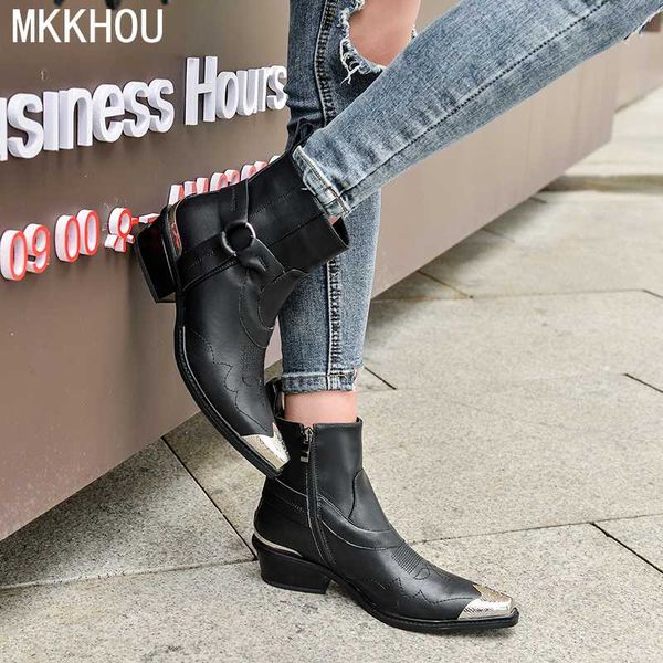 fashion short boots women summer leather metal head personality street mid-heel ankle large size, Black
fashion short boots women summer leather metal head personality street mid-heel ankle large size, Black