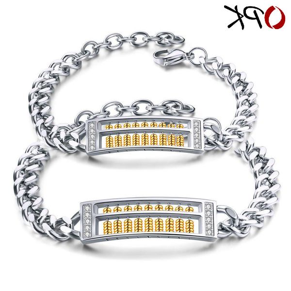 fashion simple zircon titanium steel lovers bracelet inlaid with diamond abacus personalized design for men and women, Silver
fashion simple zircon titanium steel lovers bracelet inlaid with diamond abacus personalized design for men and women, Silver