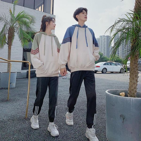lovers' autumn clothes 2021 korean versatile striped color matching hooded sweater suit student loose and fashionable class women', White
lovers' autumn clothes 2021 korean versatile striped color matching hooded sweater suit student loose and fashionable class women', White