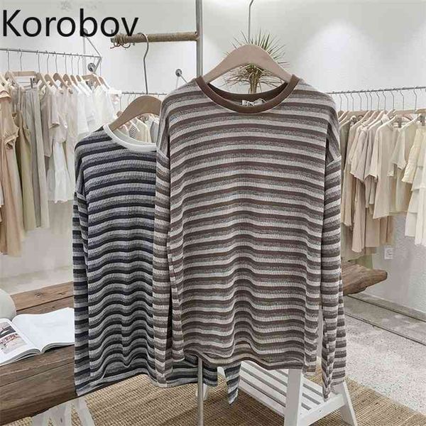korobov new women vintage striped sweaters korena streetwear harajuku o neck pullovers ol long sleeve sueter mujer 210430, White;black
korobov new women vintage striped sweaters korena streetwear harajuku o neck pullovers ol long sleeve sueter mujer 210430, White;black