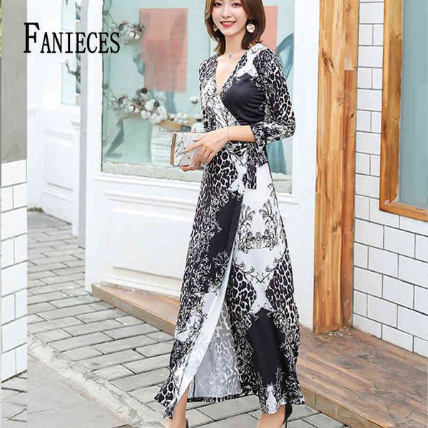 v neck print belted wrap casual black dress women summer autumn maxi long beach vacation ladies es ropa mujer 210520, Black;gray
v neck print belted wrap casual black dress women summer autumn maxi long beach vacation ladies es ropa mujer 210520, Black;gray
