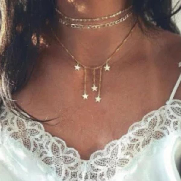 chokers european and american simple double layer necklace women's star pendant temperament multilayer clavicle chain, Golden;silver
chokers european and american simple double layer necklace women's star pendant temperament multilayer clavicle chain, Golden;silver