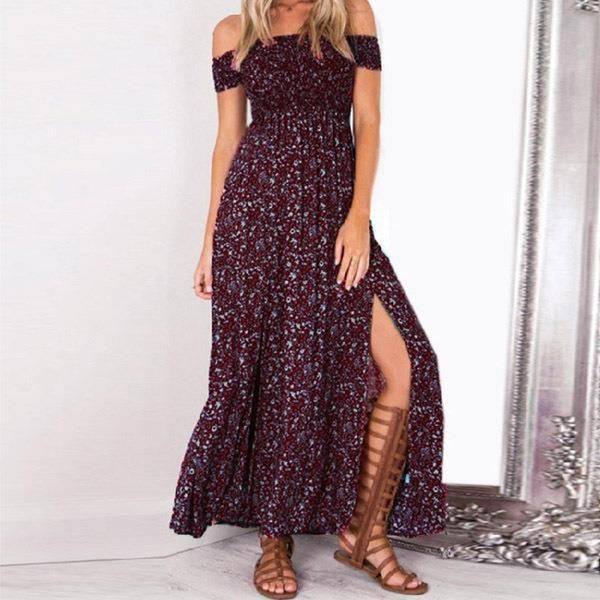 short sleeve womens dresses strapless beach summer dress sundress vintage bohemian maxi robe femme boho floral women split long, Black;gray
short sleeve womens dresses strapless beach summer dress sundress vintage bohemian maxi robe femme boho floral women split long, Black;gray