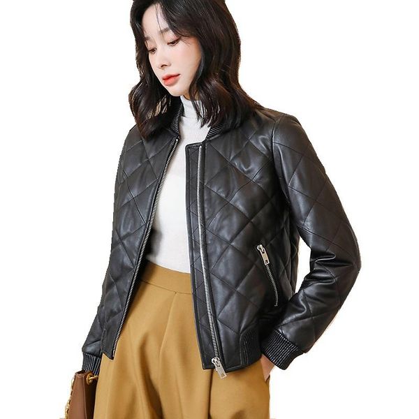 women's leather & faux genuine sheepskin suede jacket autumn winter women coat moto suit outerwear garment lf21007nd, Black
women's leather & faux genuine sheepskin suede jacket autumn winter women coat moto suit outerwear garment lf21007nd, Black