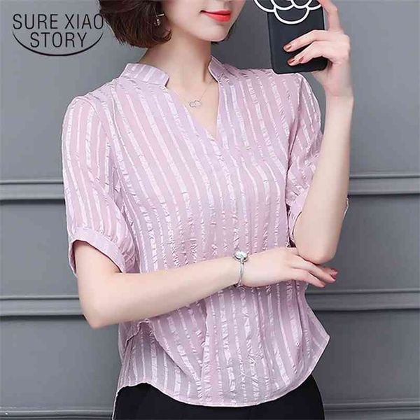 summer women short sleeved blouse ol striped plus size chiffon shirt v-neck elegant clothing 0638 40 210506, White
summer women short sleeved blouse ol striped plus size chiffon shirt v-neck elegant clothing 0638 40 210506, White
