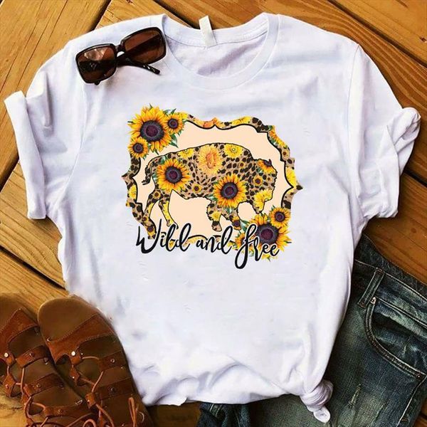 sunflower wild cattle printed womens t shirts short sleeve tee clothes graphic, White
sunflower wild cattle printed womens t shirts short sleeve tee clothes graphic, White