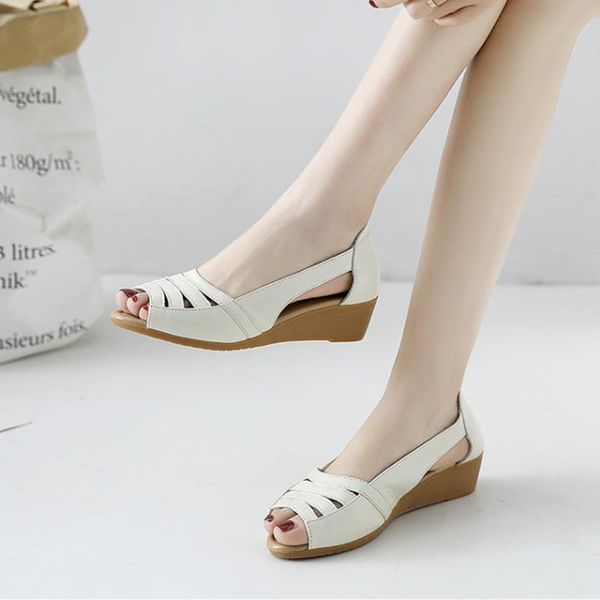 summer soft bottom genuine leather sandals fish mouth women casual fashion concise wedge, Black
summer soft bottom genuine leather sandals fish mouth women casual fashion concise wedge, Black
