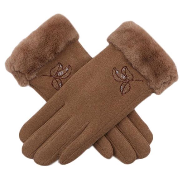 five fingers gloves women winter driving touch screen leaves embroidery plush lined mittens, Blue;gray
five fingers gloves women winter driving touch screen leaves embroidery plush lined mittens, Blue;gray
