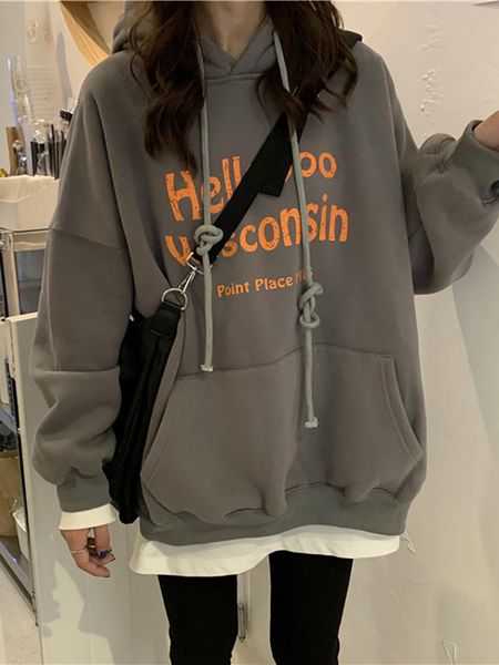 women's hoodies & sweatshirts autumn winter korean letters printed plush thicken long sleeve loose hooded pullovers women fashion stree, Black
women's hoodies & sweatshirts autumn winter korean letters printed plush thicken long sleeve loose hooded pullovers women fashion stree, Black