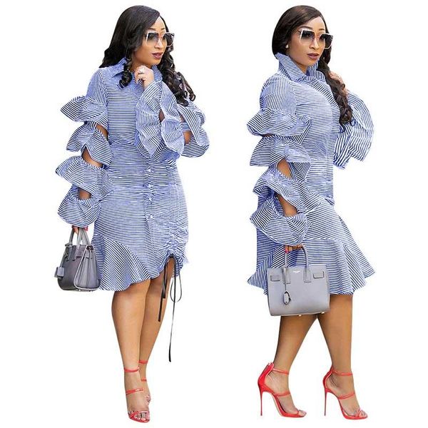 casual dresses blue striped irregular shirt dress women 2021 autumn cascading ruffles sleeve button midi party for ladies, Black;gray
casual dresses blue striped irregular shirt dress women 2021 autumn cascading ruffles sleeve button midi party for ladies, Black;gray