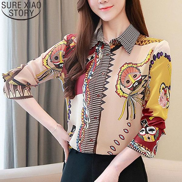 women's blouses & shirts 2021 autumn print turn-down collar chiffon blouse for women button silk shirt blusas mujer de moda womens clo, White
women's blouses & shirts 2021 autumn print turn-down collar chiffon blouse for women button silk shirt blusas mujer de moda womens clo, White