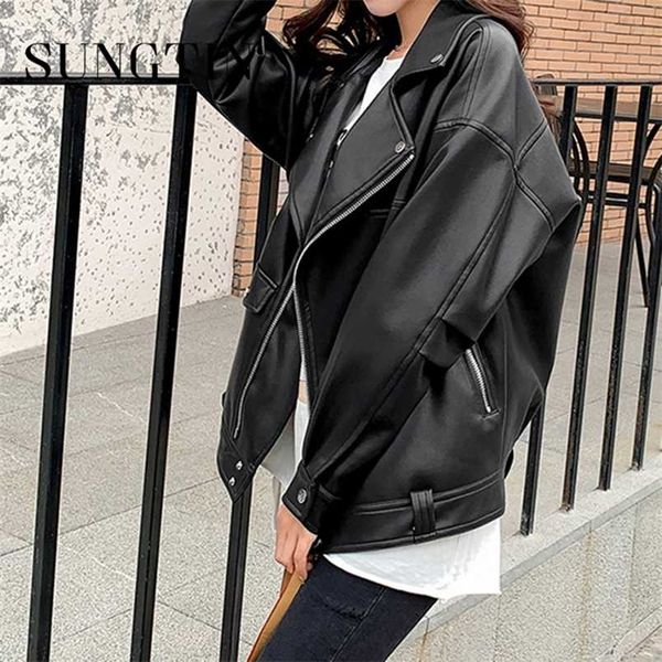 sungtin faux leather jacket women casual pu loose motorcycle jackets female streetwear oversized coat korean chic spring 211215, Black
sungtin faux leather jacket women casual pu loose motorcycle jackets female streetwear oversized coat korean chic spring 211215, Black