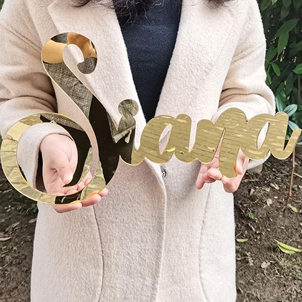 other event & party supplies custom mirror gold baby name sign nursery wall decoration personalized black rustic wedding baptism