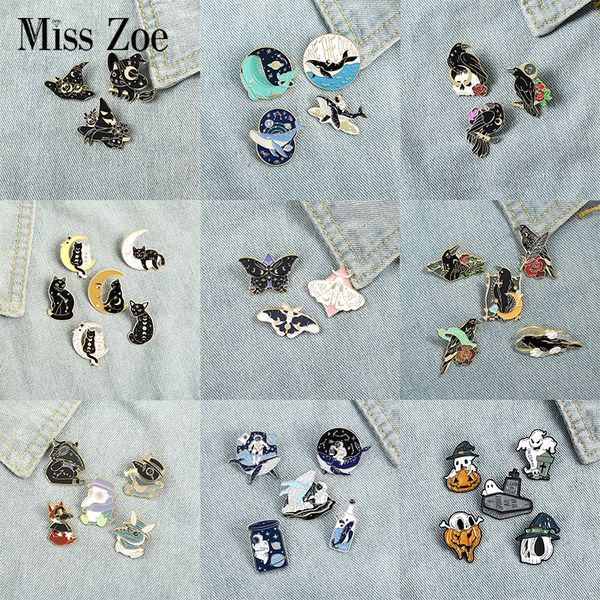 3-6pcs/set gothic space punk enamel pin custom witch cat raven moth brooch lapel pin badge halloween jewelry amazing pricedio chan contact, Gray
3-6pcs/set gothic space punk enamel pin custom witch cat raven moth brooch lapel pin badge halloween jewelry amazing pricedio chan contact, Gray