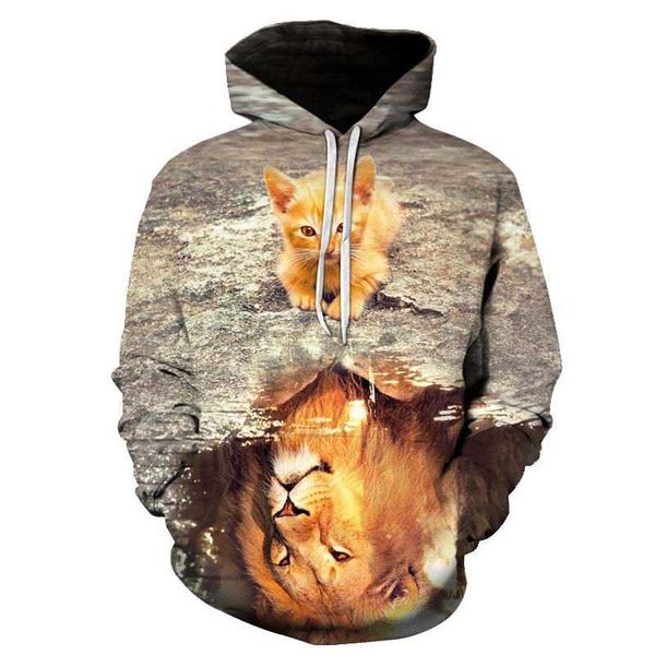 men's hoodies & sweatshirts cat and lion men women brand 3d printed pullover casual tracksuits autumn/winter funny hoodie tees, Black
men's hoodies & sweatshirts cat and lion men women brand 3d printed pullover casual tracksuits autumn/winter funny hoodie tees, Black