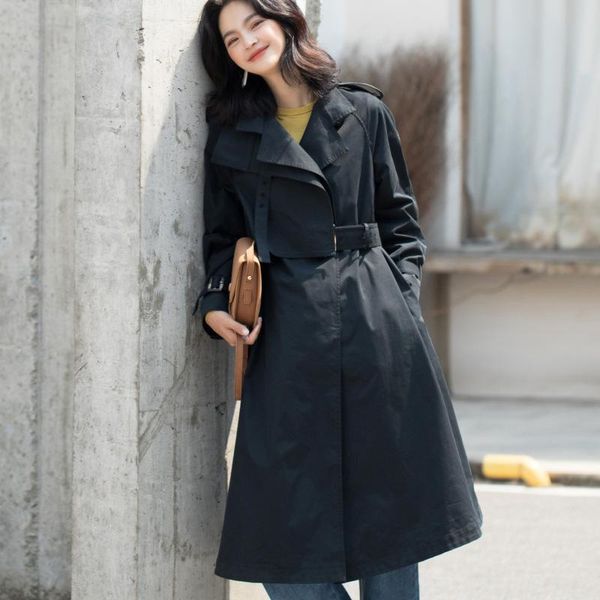 women's trench coats spring fashion designer cotton mid-length windbreaker women temperament all-match jacket, Tan;black
women's trench coats spring fashion designer cotton mid-length windbreaker women temperament all-match jacket, Tan;black