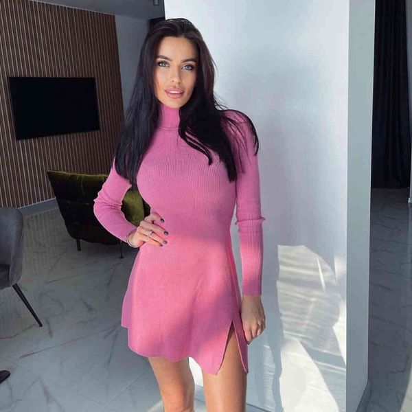 women knit dress long sleeves high-neck elastic mini fashion elegant chic lady slim fitted woman es 210420, Black;gray
women knit dress long sleeves high-neck elastic mini fashion elegant chic lady slim fitted woman es 210420, Black;gray