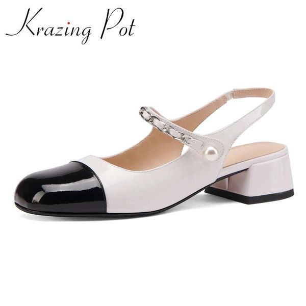 sandals krazing pot big size genuine leather round toe med heels mixed colors pearl chains sweet girls buckle straps summer l8f2, Black
sandals krazing pot big size genuine leather round toe med heels mixed colors pearl chains sweet girls buckle straps summer l8f2, Black