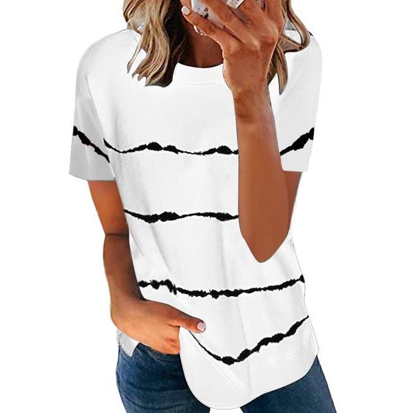 women's t-shirt 2021 clothing spring and summer fashion tie-dye printed striped loose short-sleeved plus size, White
women's t-shirt 2021 clothing spring and summer fashion tie-dye printed striped loose short-sleeved plus size, White