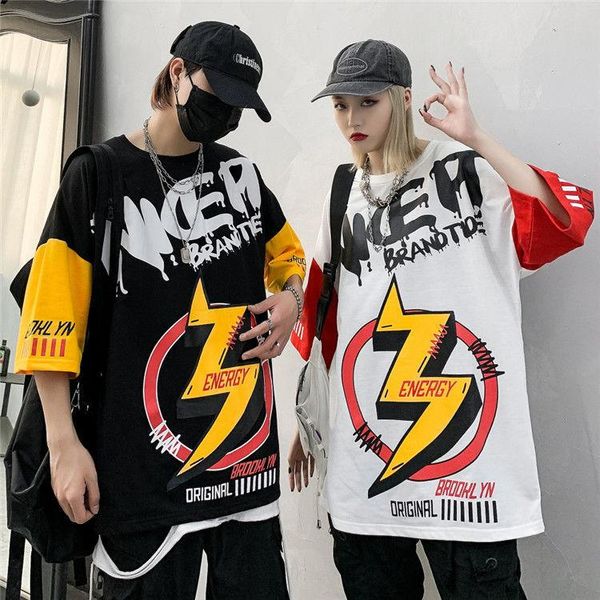 men's t-shirts european american street short-sleeved t-shirt 2021 summer five-point sleeve korean version trend ins hip hop clothes, White;black
men's t-shirts european american street short-sleeved t-shirt 2021 summer five-point sleeve korean version trend ins hip hop clothes, White;black