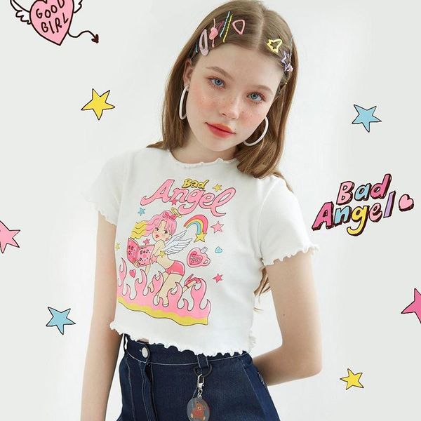women's t-shirt emo cute summer girl angel print fashion casual egirl crop y2k 2000s aesthetic fairy alt, White
women's t-shirt emo cute summer girl angel print fashion casual egirl crop y2k 2000s aesthetic fairy alt, White