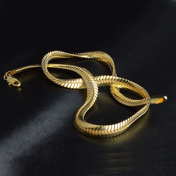 fashion flat snake stampede 18k yellow gold filled mens necklace chain, Silver 
fashion flat snake stampede 18k yellow gold filled mens necklace chain, Silver