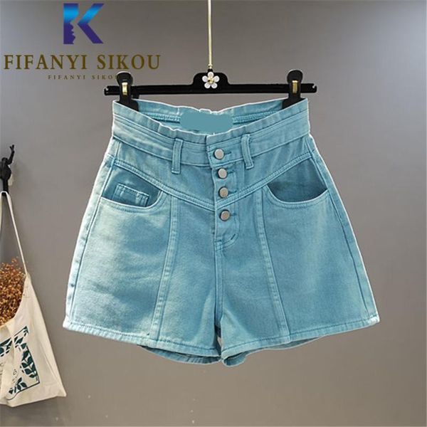 women's shorts high waist denim women single breasted pocket fashion summer jeans female casual loose wide leg short pants, White;black
women's shorts high waist denim women single breasted pocket fashion summer jeans female casual loose wide leg short pants, White;black