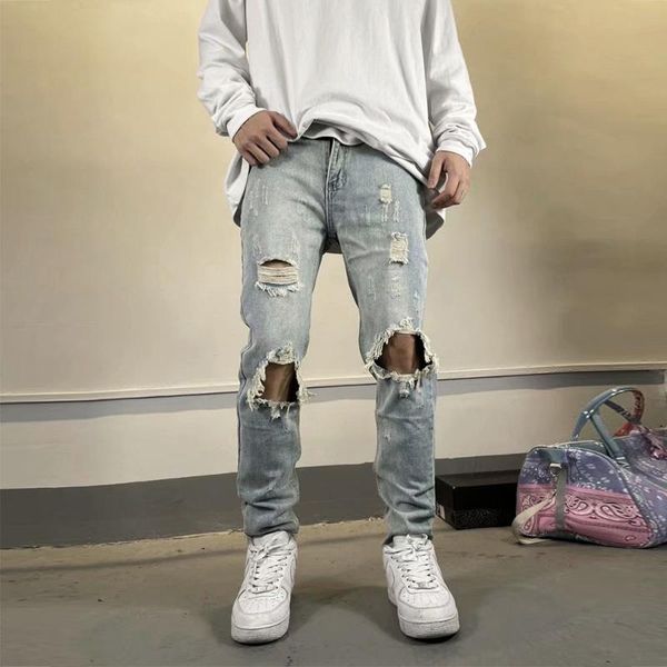 men's jeans 2021 hole pants casual summer autumn male ripped skinny trousers slim biker outwears, Blue
men's jeans 2021 hole pants casual summer autumn male ripped skinny trousers slim biker outwears, Blue
