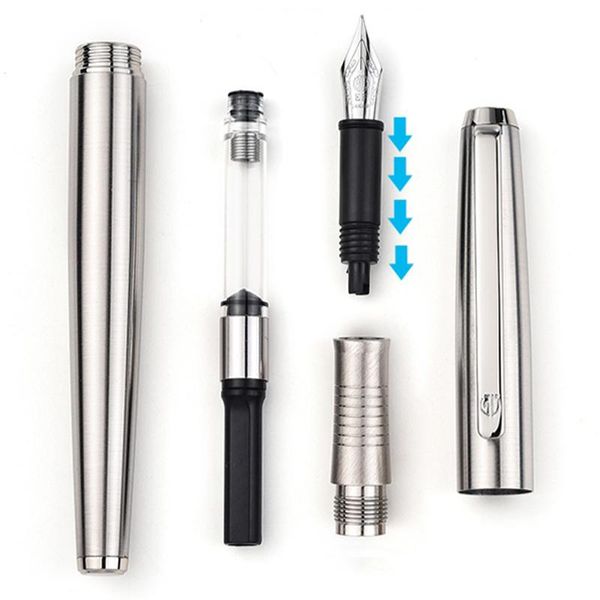 4pcs hongdian 517s high end stainless steel silver fountain pen ef/f nib excellent writing gift ink for business office home pens
4pcs hongdian 517s high end stainless steel silver fountain pen ef/f nib excellent writing gift ink for business office home pens