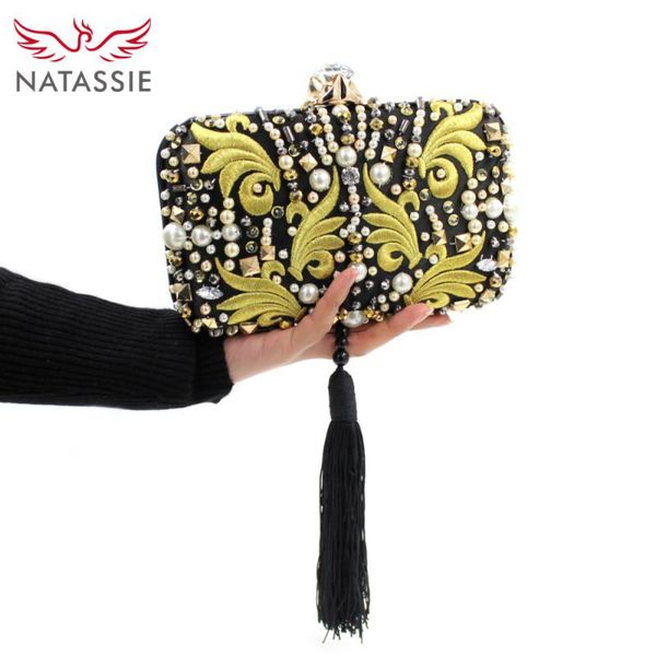 fashion women tassel bags party clutch evening female handbag with chain elegant purse