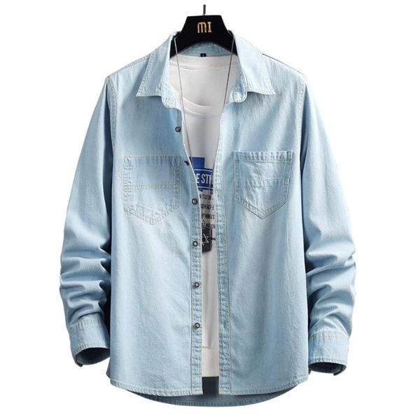 men's casual shirts pockets denim shirt classic long sleeve washed jean blouse light dark blue, White;black
men's casual shirts pockets denim shirt classic long sleeve washed jean blouse light dark blue, White;black