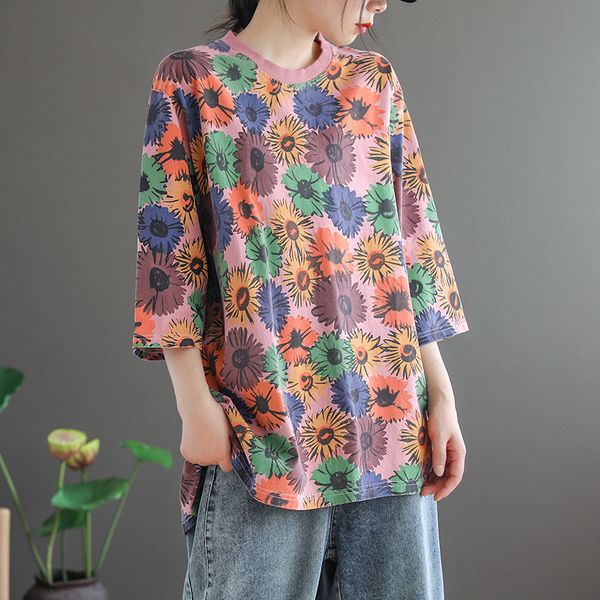 johnature spring summer leisure retro print o-neck three quarter sleeve t-shirt simple comfortable all-match women 210521, White
johnature spring summer leisure retro print o-neck three quarter sleeve t-shirt simple comfortable all-match women 210521, White