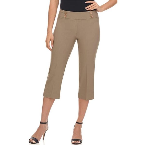 women's pants & capris cropped trousers comfort waist capri with button #40, Black;white
women's pants & capris cropped trousers comfort waist capri with button #40, Black;white