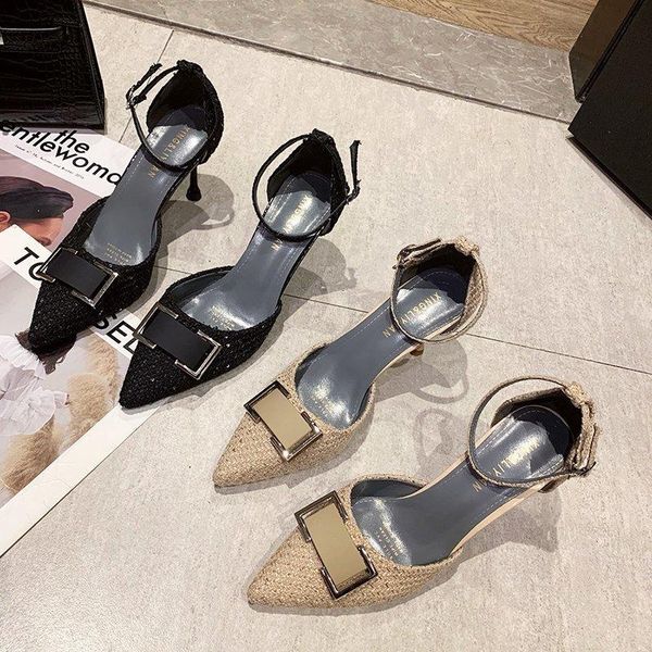 dress shoes 2021 sandals spring buckle strap high heels shallow mouth suit female beige pointed high-heeled clear comfort stiletto, Black
dress shoes 2021 sandals spring buckle strap high heels shallow mouth suit female beige pointed high-heeled clear comfort stiletto, Black