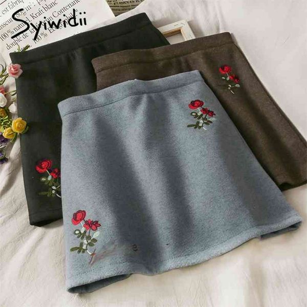 vintage embroidery back zipper high waist skirts for women casual a-line black blue spring fashion mini 210607
vintage embroidery back zipper high waist skirts for women casual a-line black blue spring fashion mini 210607