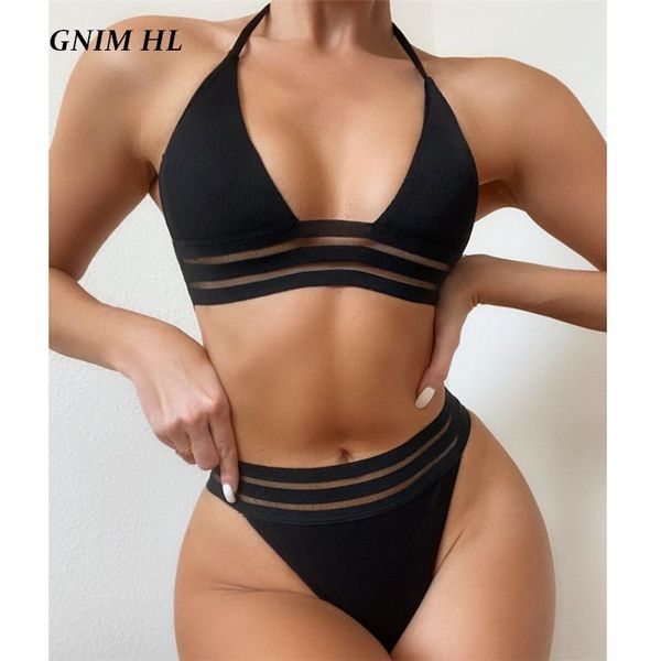 women's swimwear gnim black mesh bikini women 2 piece set 2021 summer hollow out backless brazilian swimsuit female bandage biquini, White;black
women's swimwear gnim black mesh bikini women 2 piece set 2021 summer hollow out backless brazilian swimsuit female bandage biquini, White;black